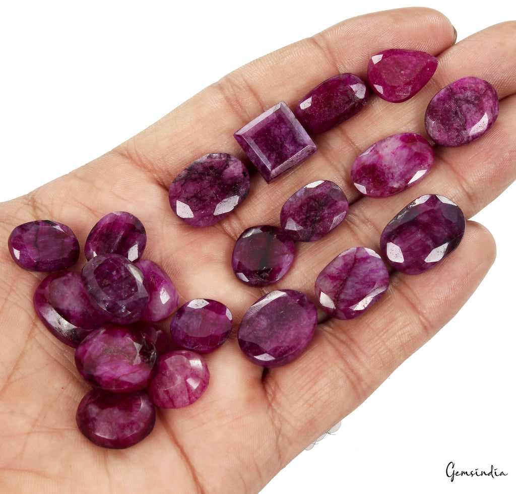 220 Ct Natural Pink Bixbite Beryl Mix Cut Loose Faceted 12-18mm Gemstones~21 Pcs