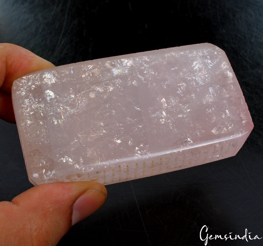 1170 Cts Natural Rose Quartz 83x45x32mm Octagon Carved Loose Untreated Gemstone