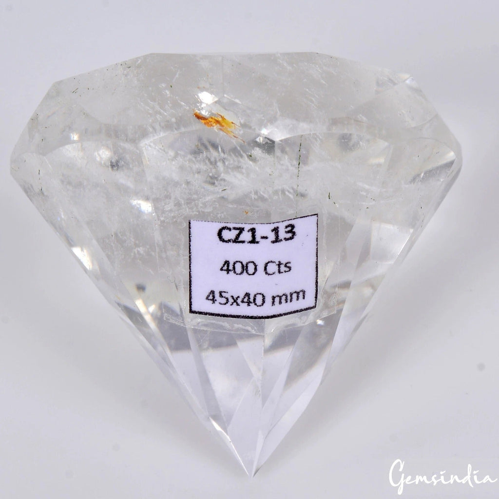 Certified 400 Ct Natural Diamond Cut White Quartz Crystal Mineral Loose Huge Gem