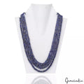 610 Ct Natural Blue Untreated Tanzanite Round Cab Beaded 4Strand Necklace 18-20"