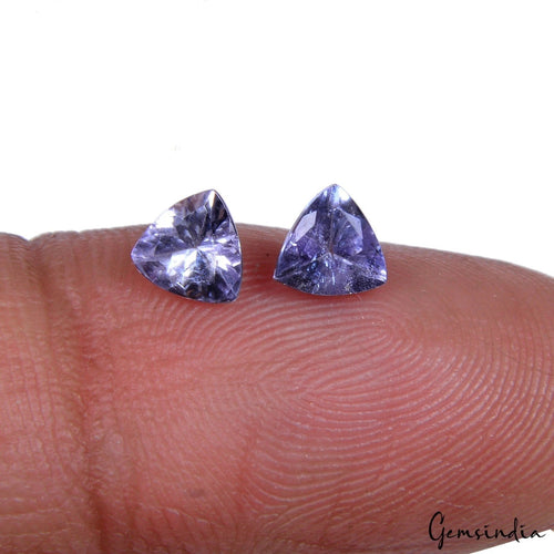 0.80 Ct/ 2 Pcs Natural Blue Tanzanite 5mm Trillion Cut Rare Certified Gemstones