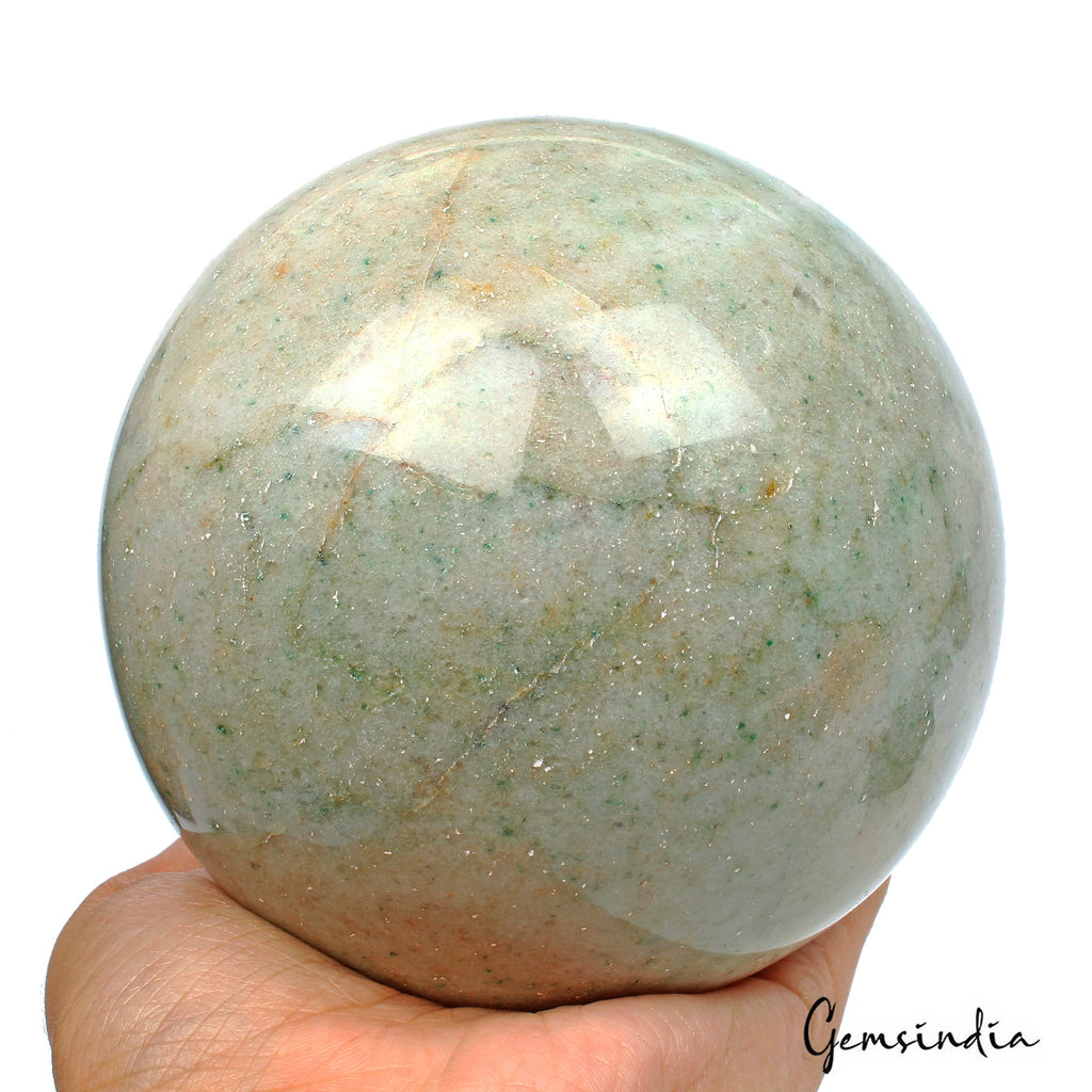 1.595 Kilo Natural Green Aventurine Healing Crystal Mineral Sphere With Stand