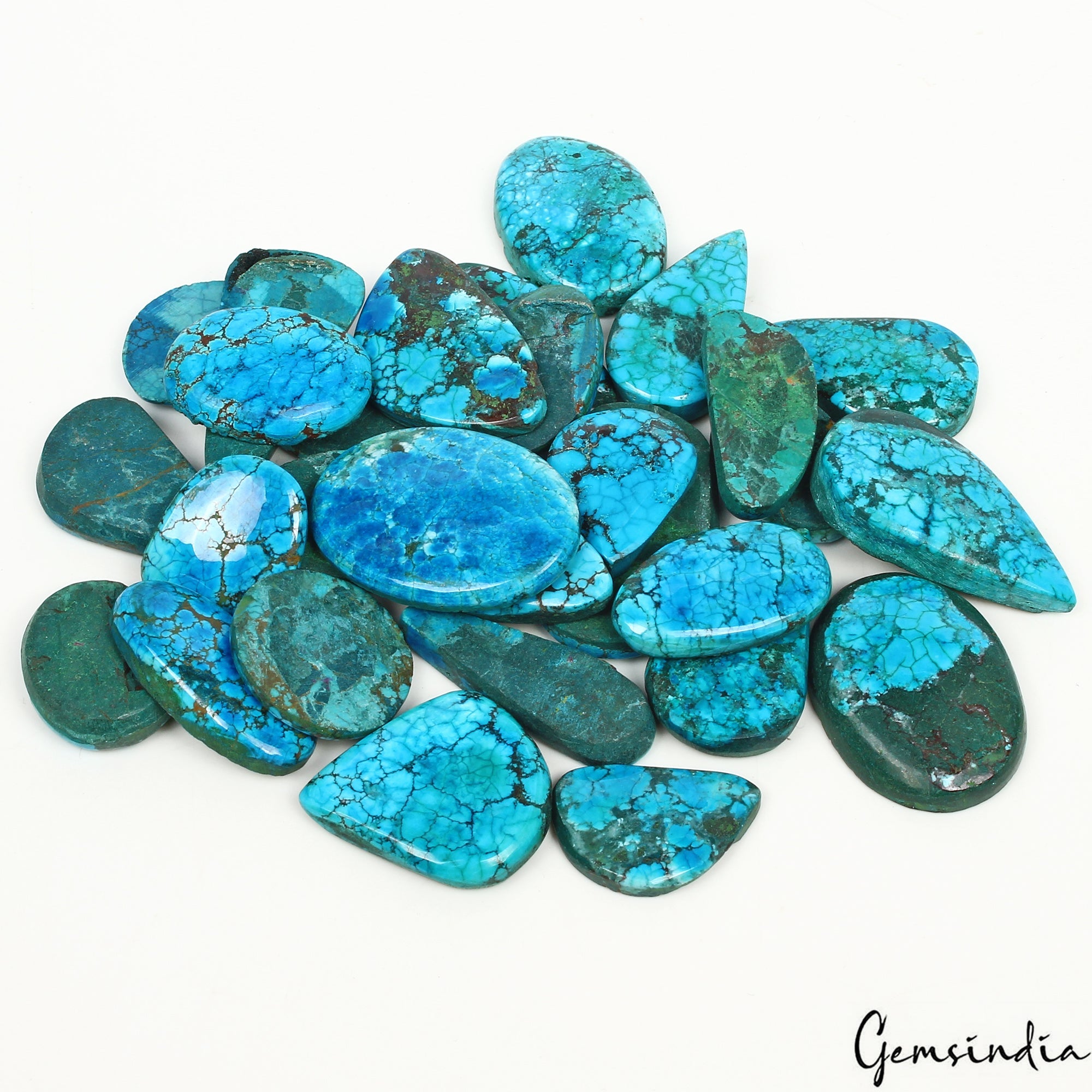 520 Ct Natural Blue Spiderweb Turquoise Mix Cab Loose Wholesale Gems Lot 29 Pcs