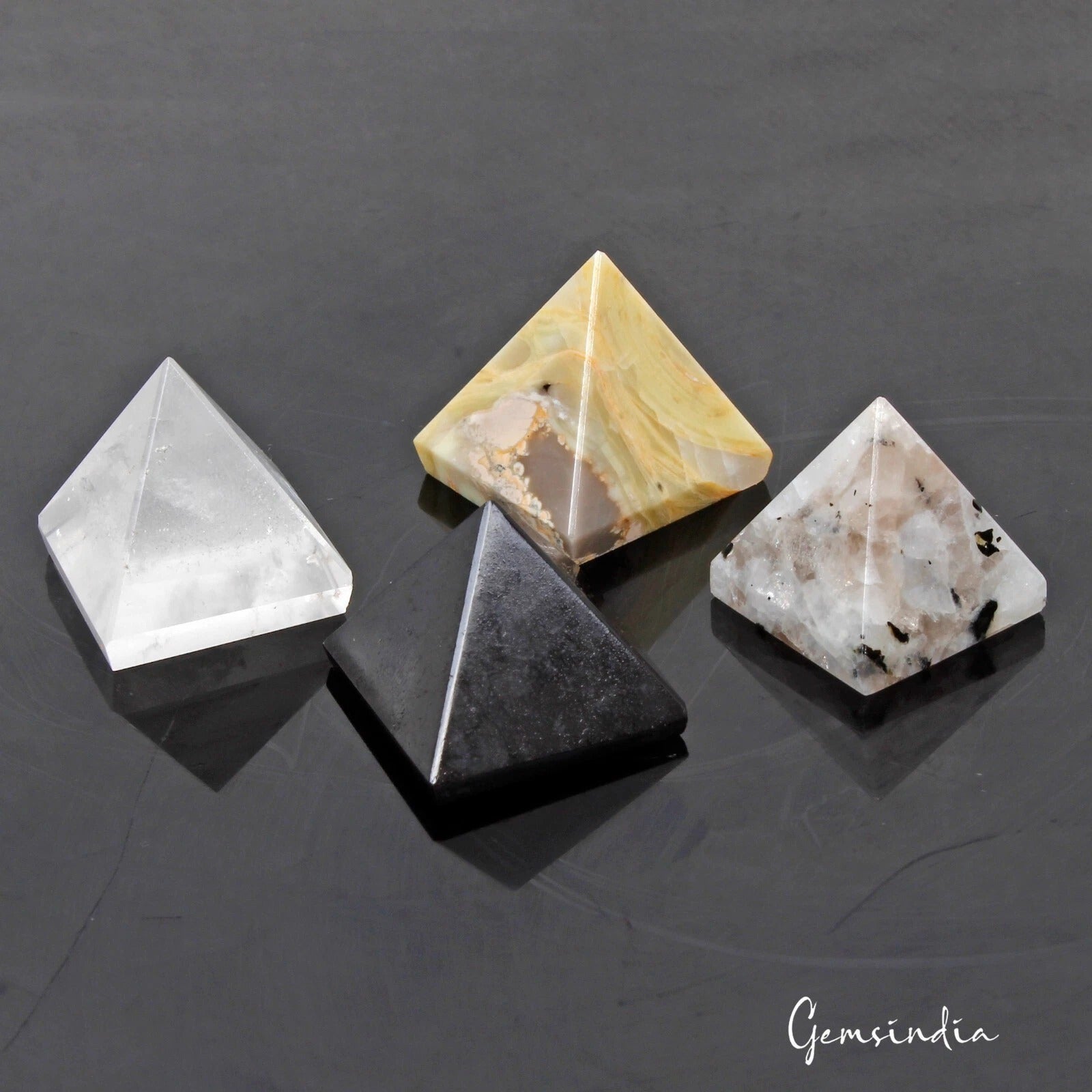 Natural Untreated Pyramid Healing Crystal Positive Energy 285.85 Ct Gems Lot 4Pc