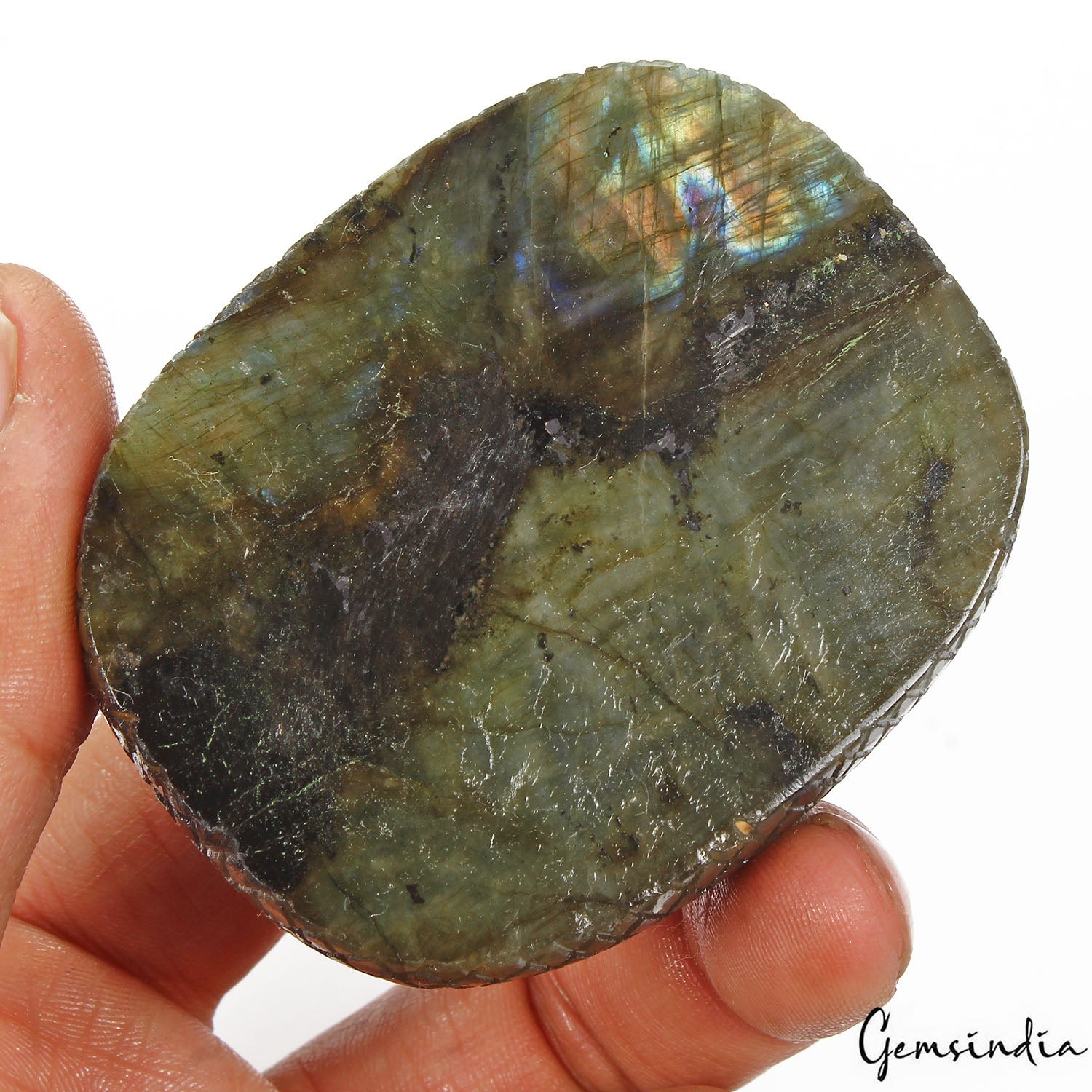 990 Cts Natural Untreated Multi Shine Labradorite Oval Hand Carved Huge Size Gem