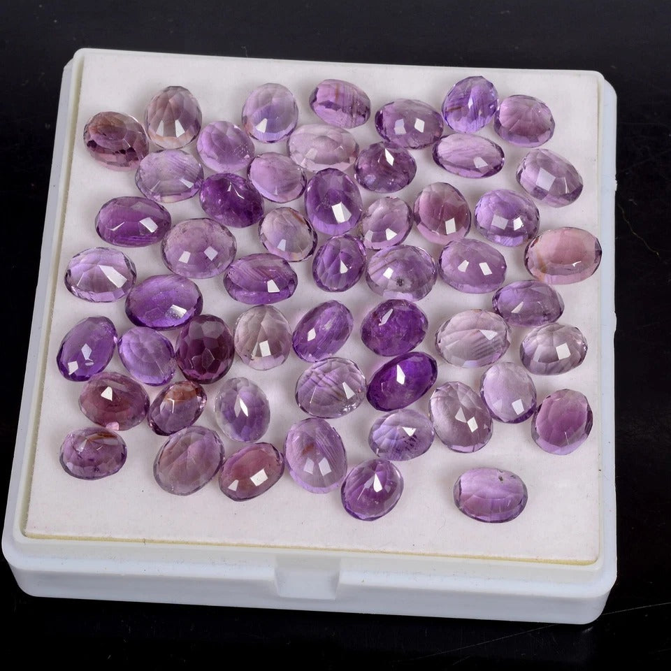 203.60 Cts Natural Untreated Purple Amethyst 9-12mm Oval Cut Loose Gems