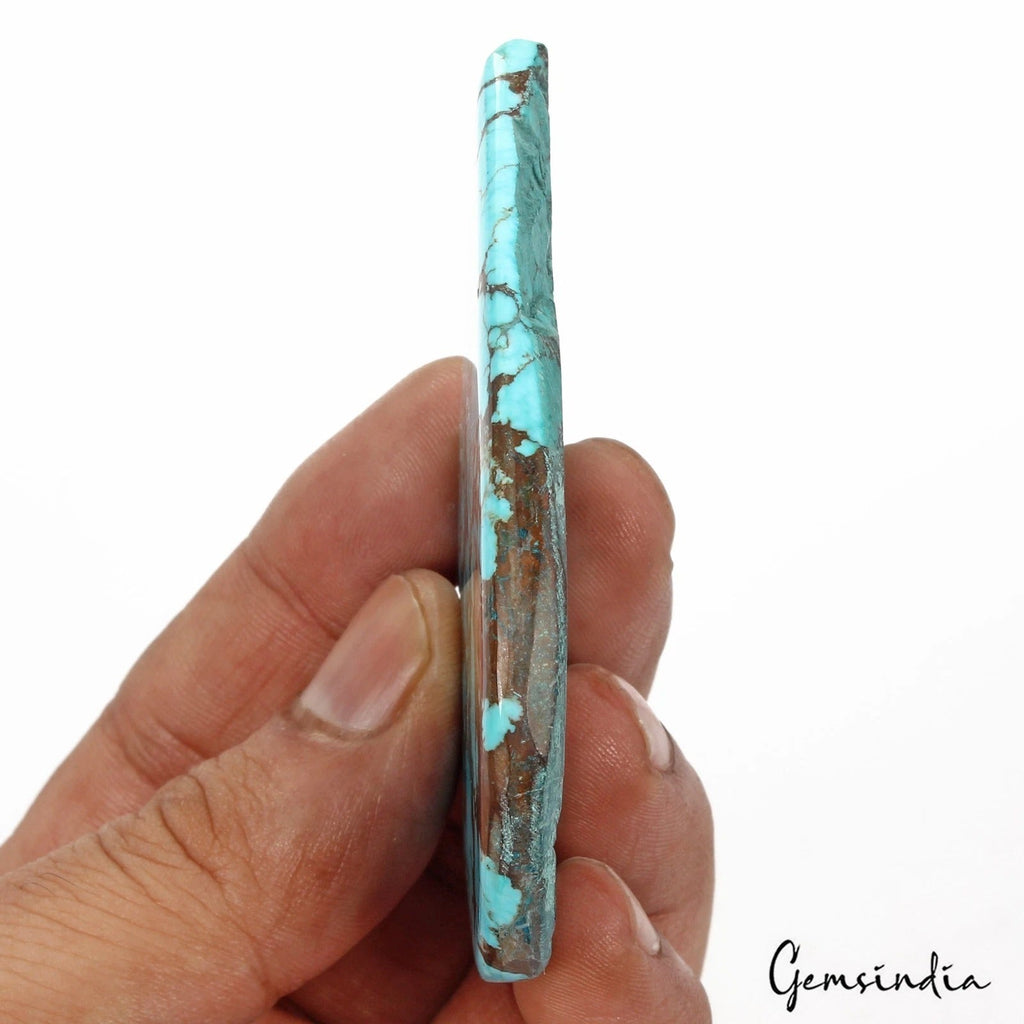 233.90 Cts Natural Blue Arizona USA Spiderweb Turquoise Pear Cab Gem For Pendant