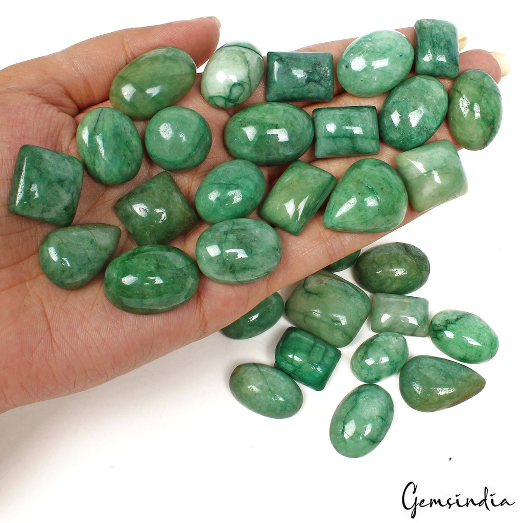 1000 Ct/23 Pcs Natural Green Brazilian Emerald Mix Cab Loose Gems Wholesale Lot
