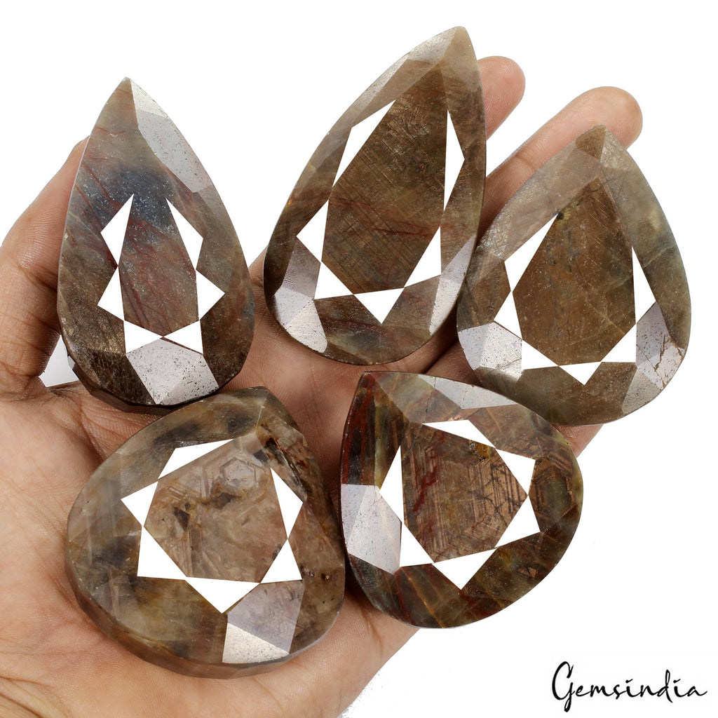3260 Ct/5 Pcs Natural Untreated Brown Sapphire Pear Cut Wholesale Gemstones Lot