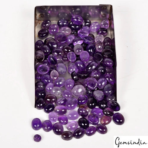 Amethyst Lot, Cabochon, Untreated, Purple — 120 Pieces, 8mm to 11mm, 500 Ct, Madagascar