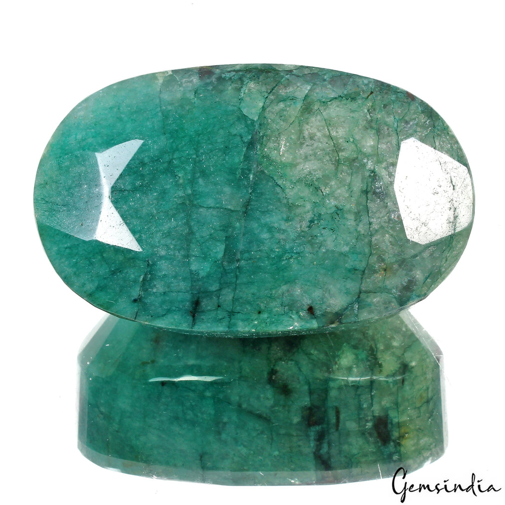 1620 Cts Natural Brazilian Blue Green Emerald w Silver Shine Oval Huge Loose Gem