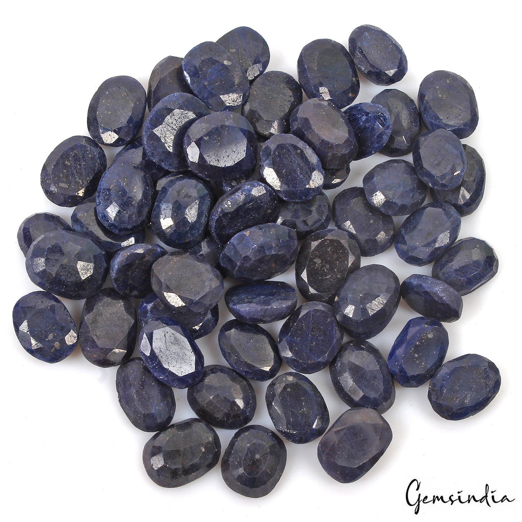 1100 Ct/55 Pcs Natural Blue Sapphire Oval Faceted Cut Loose Gems Lot For Jewelry