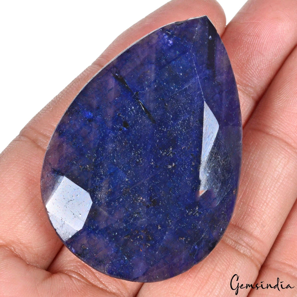 Certified 365 Cts Natural African Dark Blue Sapphire Pear Faceted Cut Loose Gem