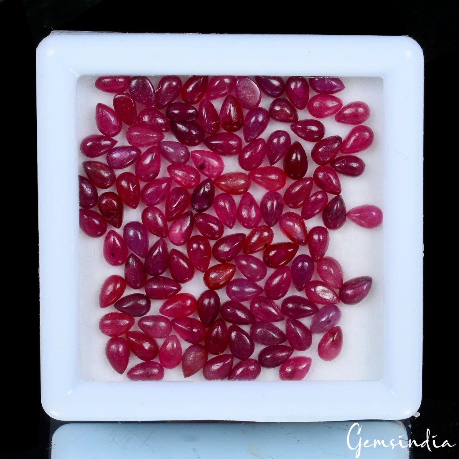 36.70 Ct Lot of Polished Pink Red Ruby Gemstone Cabochons- Vintage Estate Find