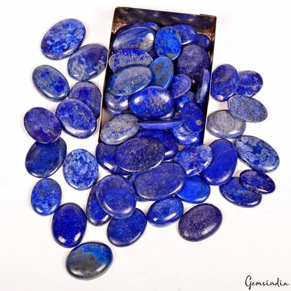 2000 Ct/59 Pcs Natural Blue Lapis Lazuli With Gold Flecks Mix Cab Wholesale Gems
