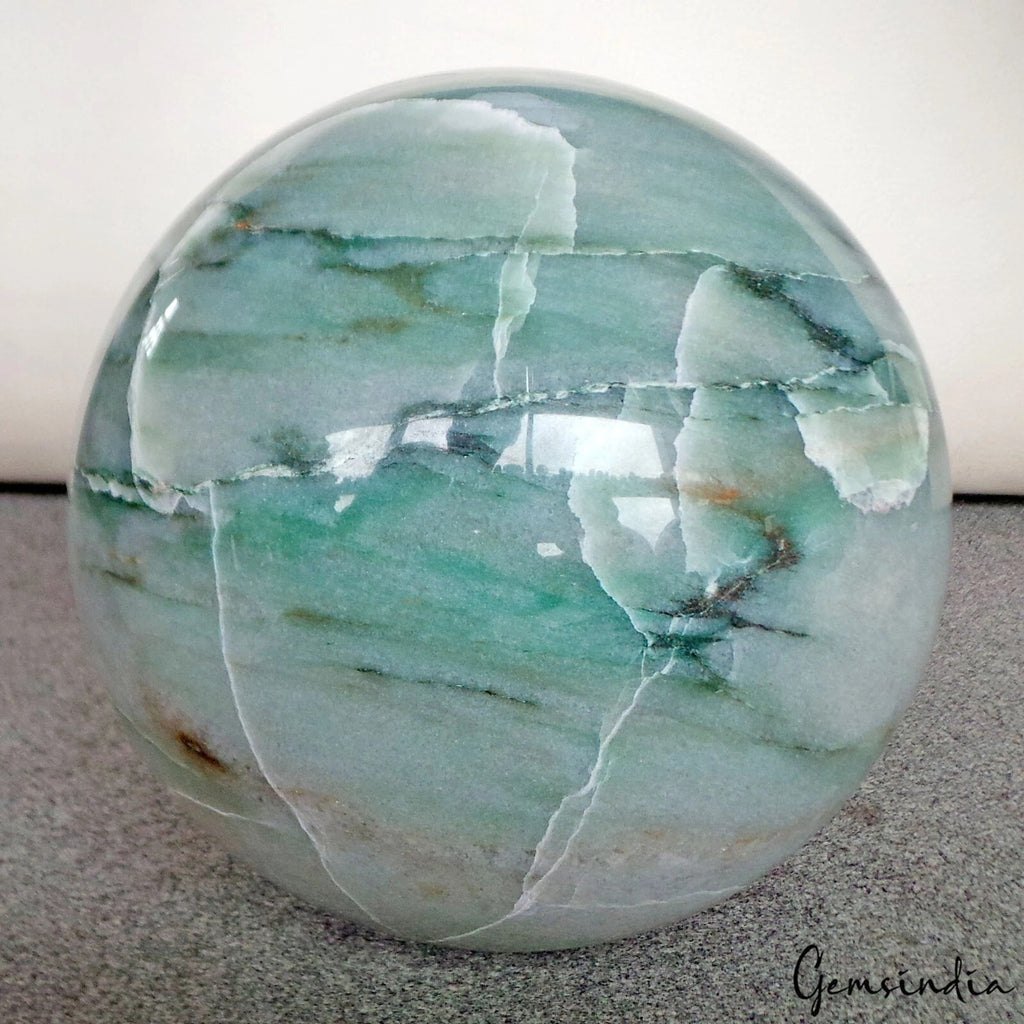 Aventurine Sphere, Green — 7.7 Inch in diameter, 8.74 Kg (43700 Ct), Madagascar