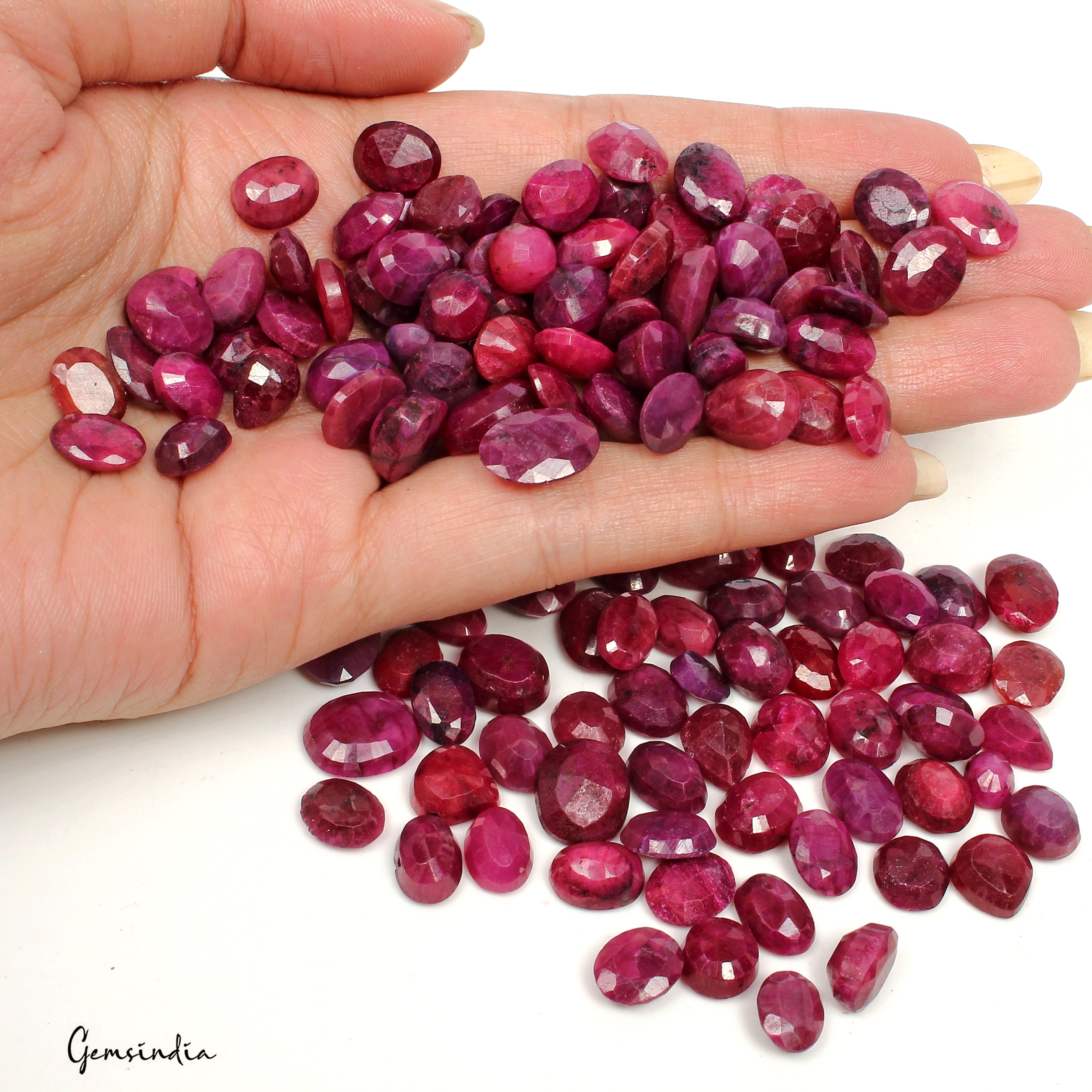 500 Ct/131 Pcs Natural Pink Red Ruby 7-13mm Oval Cut Loose Jewelry Gemstones Lot