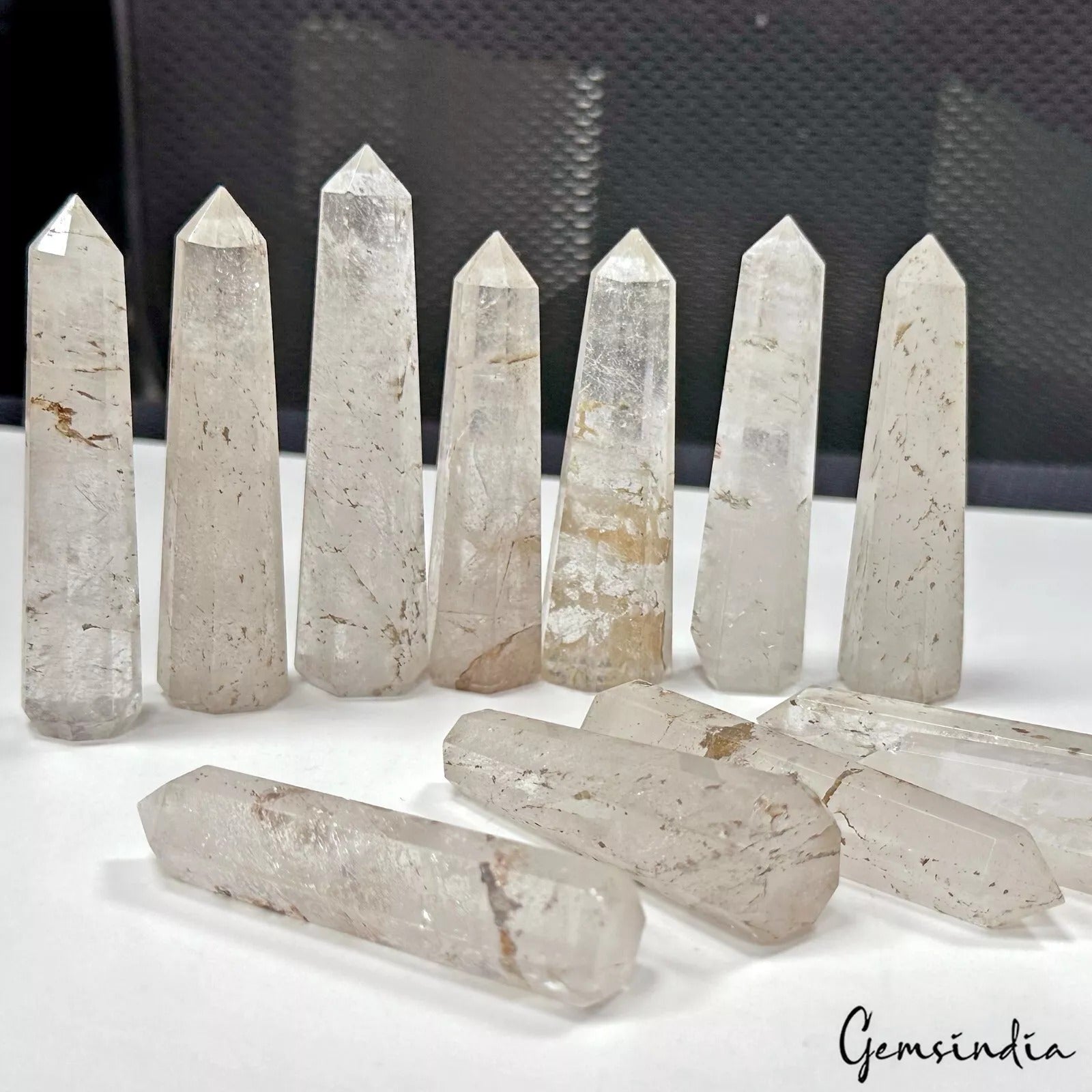 2100 Ct White Quartz Tower Point Crystal Obelisk Healing Crystal Home Decor 12Pc