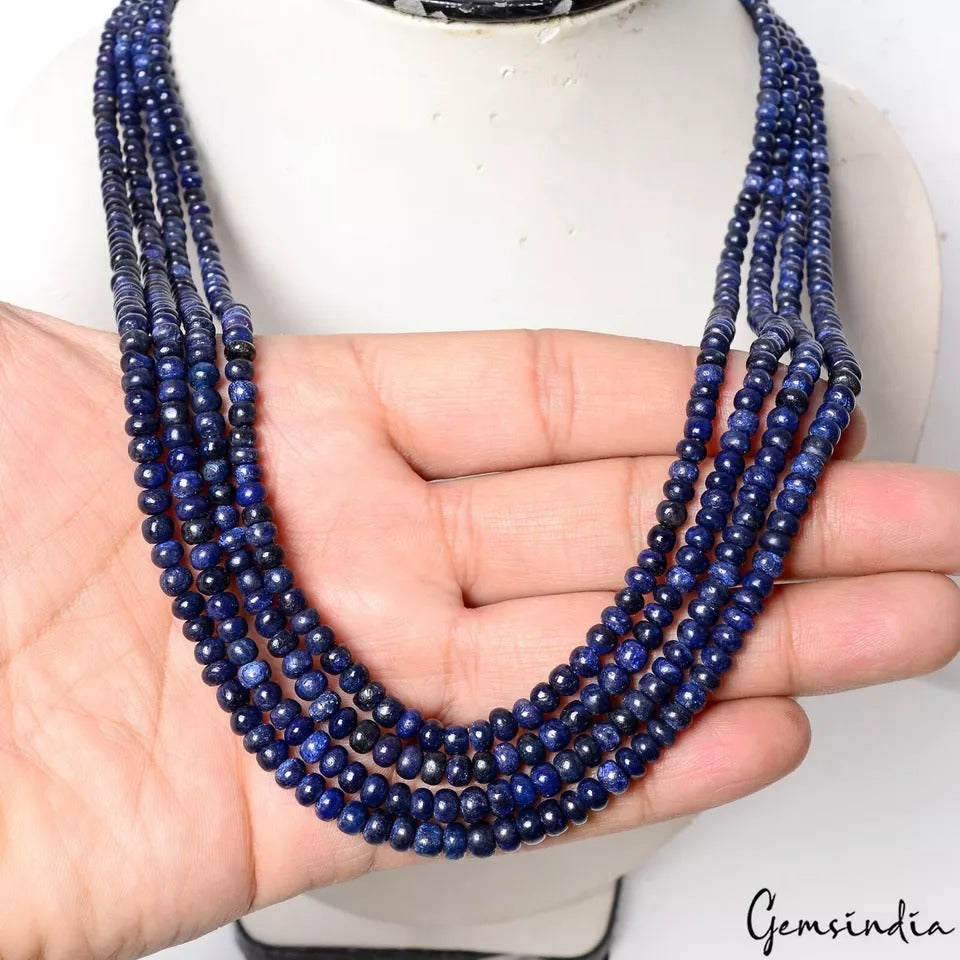 Blue Sapphire Necklace, Color Enhanced — 3mm to 5mm, 450 Ct