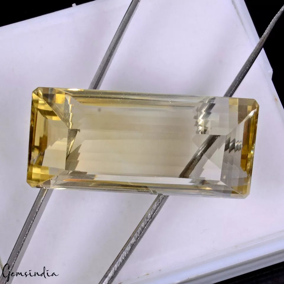 Certified 95.10 Ct Natural Yellow Citrine AAA Grade Emerald Cut Loose Gemstone
