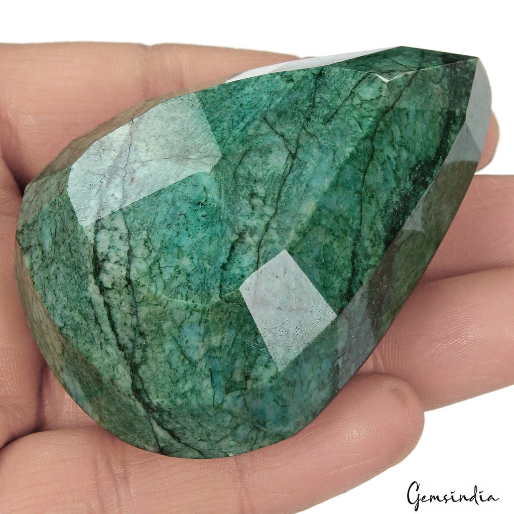 720 Ct Natural Brazilian Green Emerald Pear Faceted Cut Loose Huge Size Gemstone