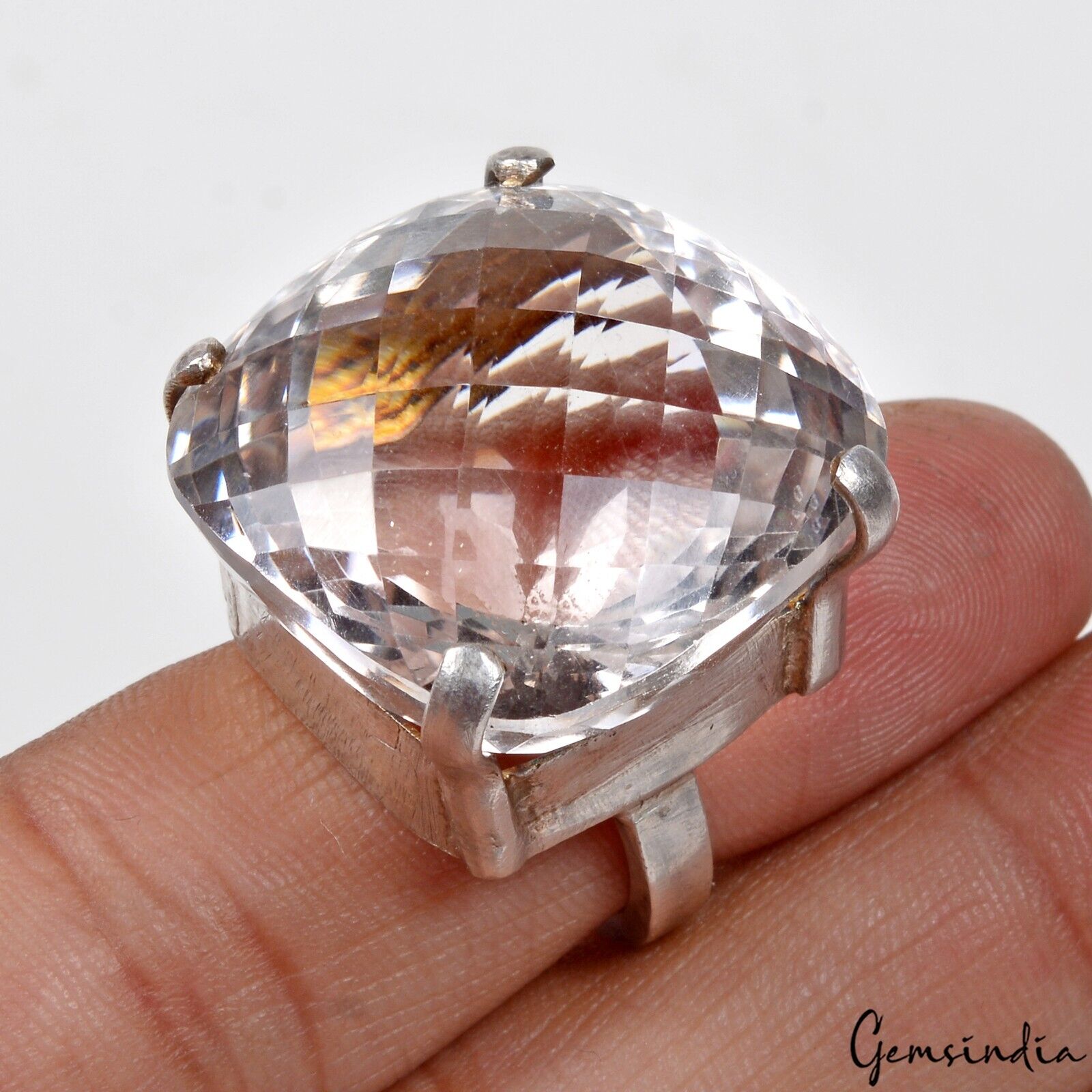 22.20 Gm Natural Amethyst Gemstone Huge 925 Sterling silver Hand made Ring ~7 US