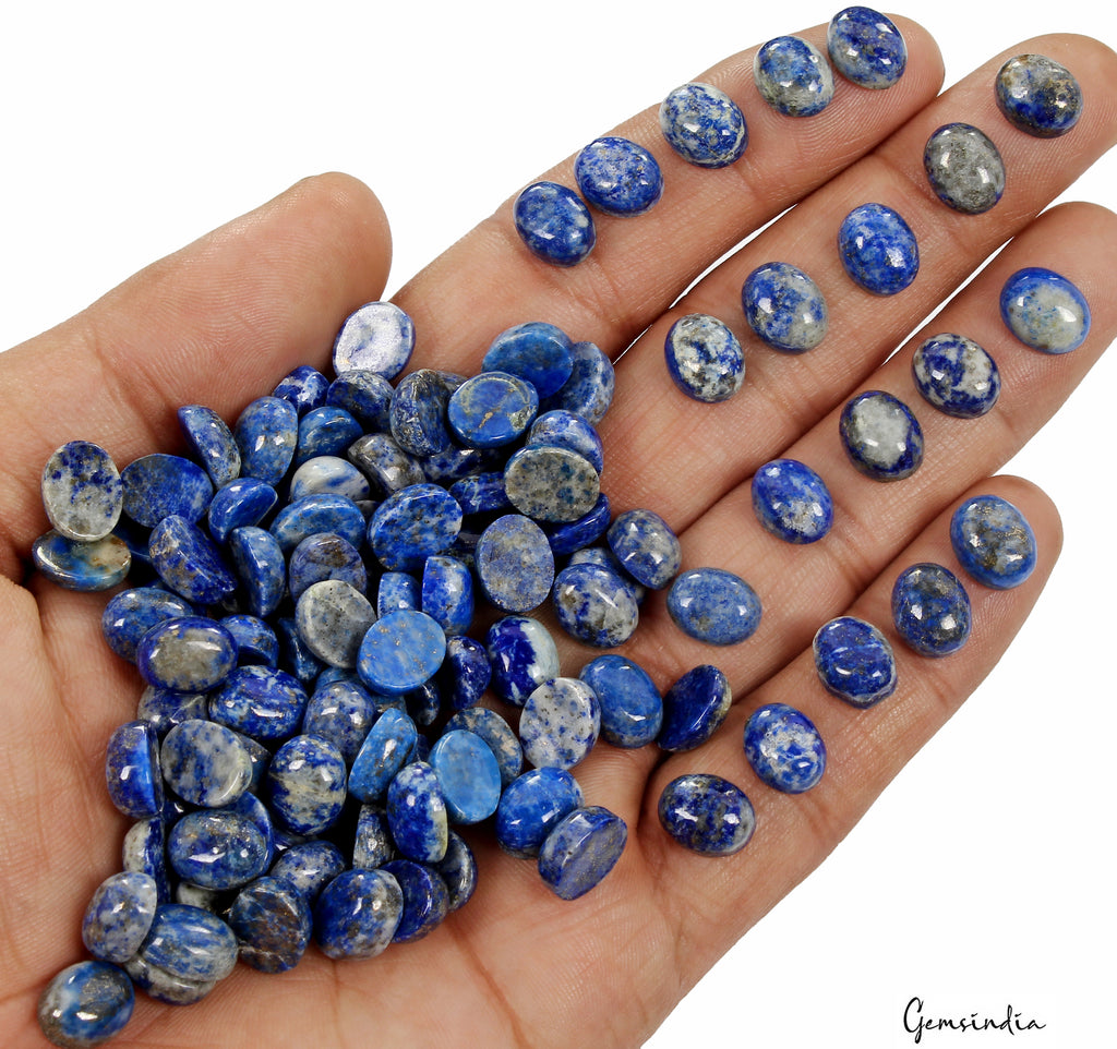 Lapis Lazuli Lot, Cabochon — 110 Pieces, 10x8mm, 370 Ct, Afghanistan
