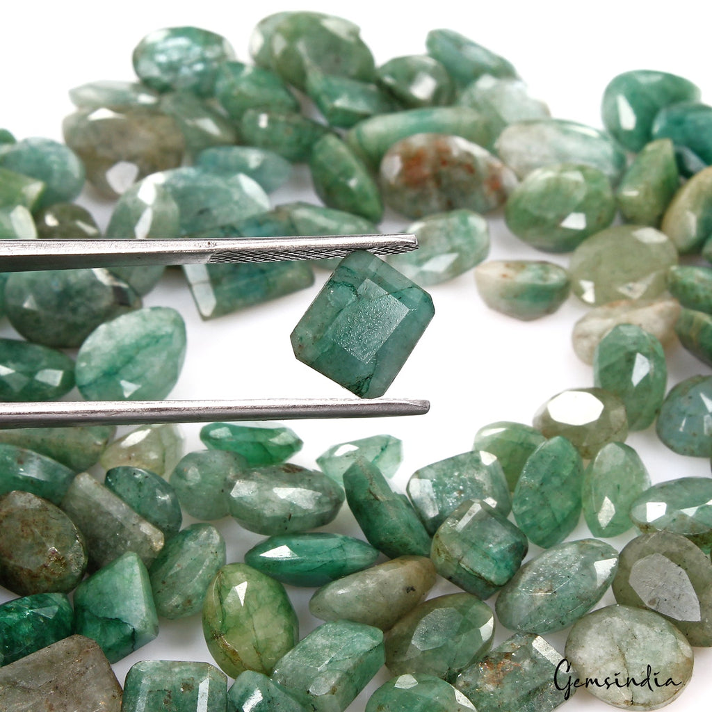 250.00 Ct Natural Green Brazilian Emerald Mix Faceted Loose Gemstone Lot 97 Pcs