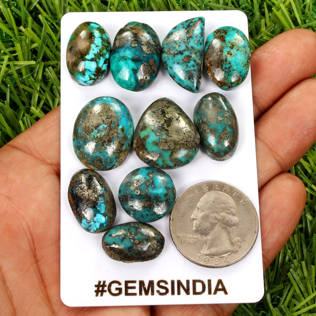 184 Cts Turquoise Mix Cab, Natural Color, Hand Cut Top Quality Untreated Gems~
