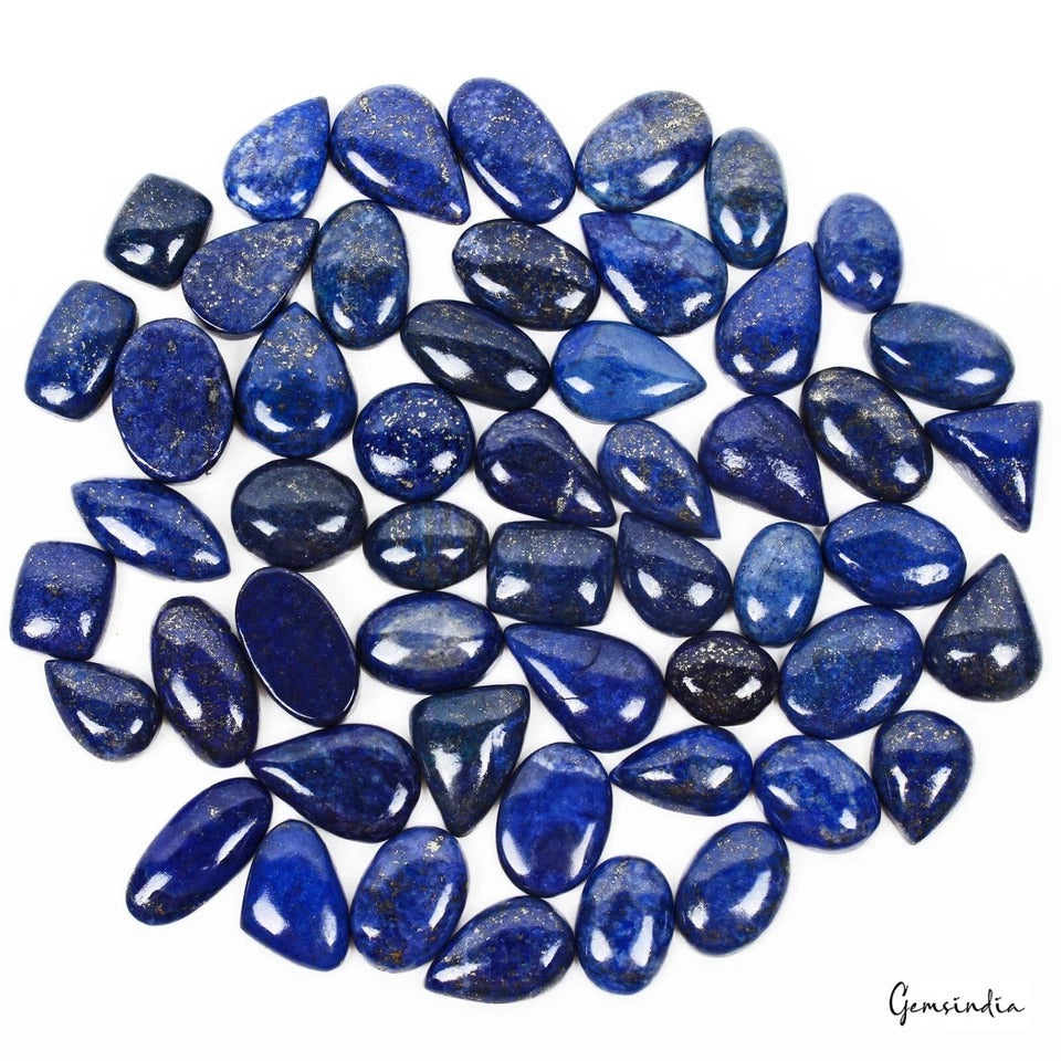1270 Cts/52 Pcs Natural Blue Lapis Lazuli Mix Cab Loose Wholesale Gemstones Lot