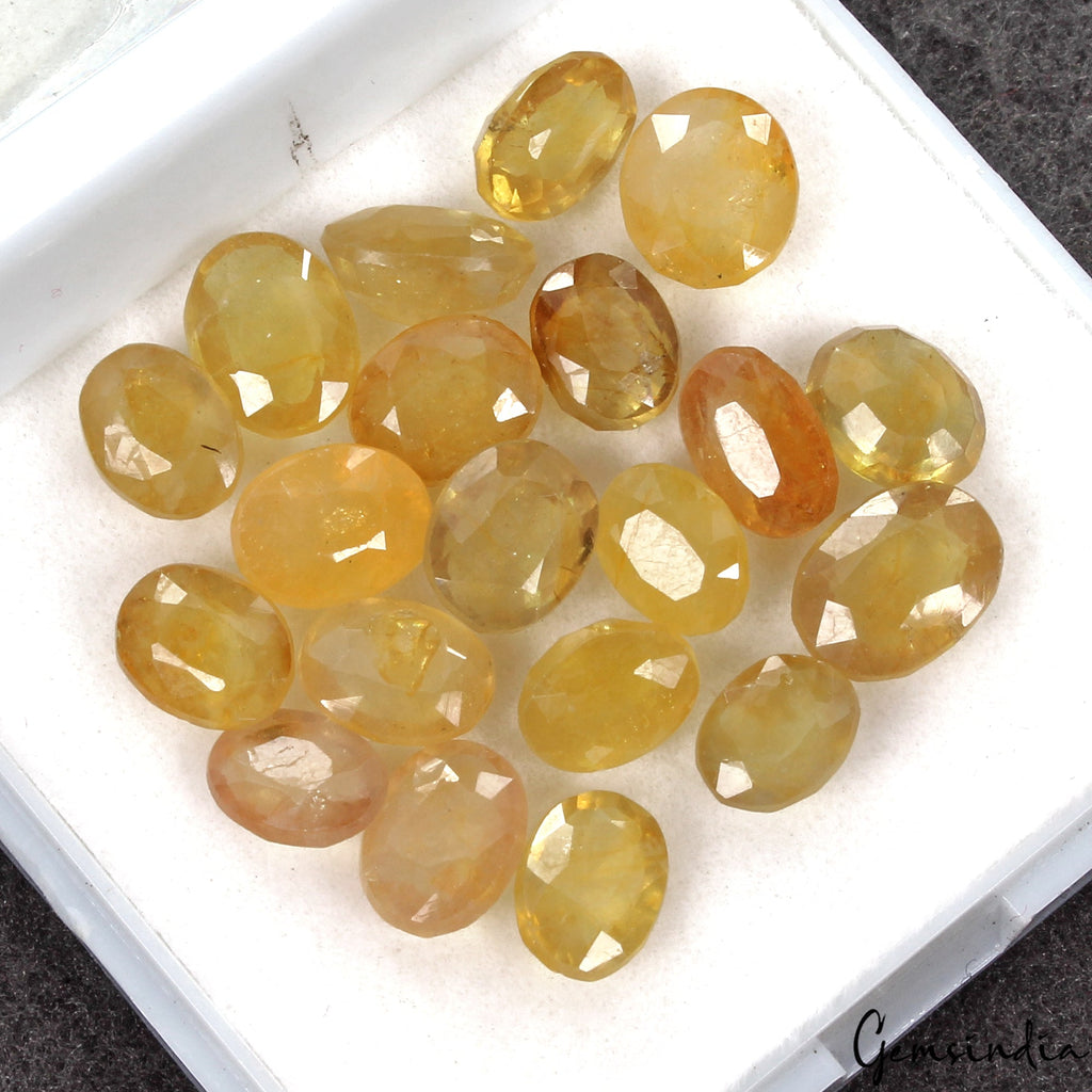 Certified 40.50 Cts/20 Pcs Natural Ceylon Yellow Sapphire Oval Gems for Jewelry