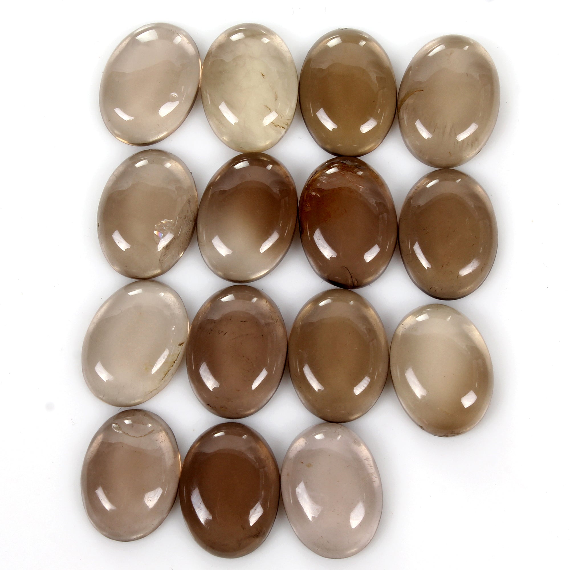 15 Pc Natural Brown Smoky Quartz 15x11mm Loose Oval Cabochon Gemstones~106.70 Ct