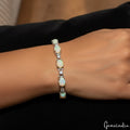 14.40 gm Natural Fire Opal Tennis Bracelet 925 Sterling Silver Jewelry 7.3"