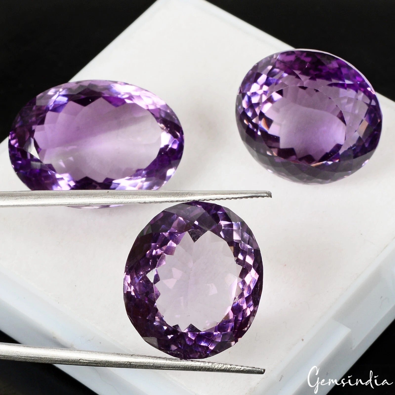Certified 60.10 Ct Natural Untreated Brazilian Purple Amethyst Oval Cut Gems Lot