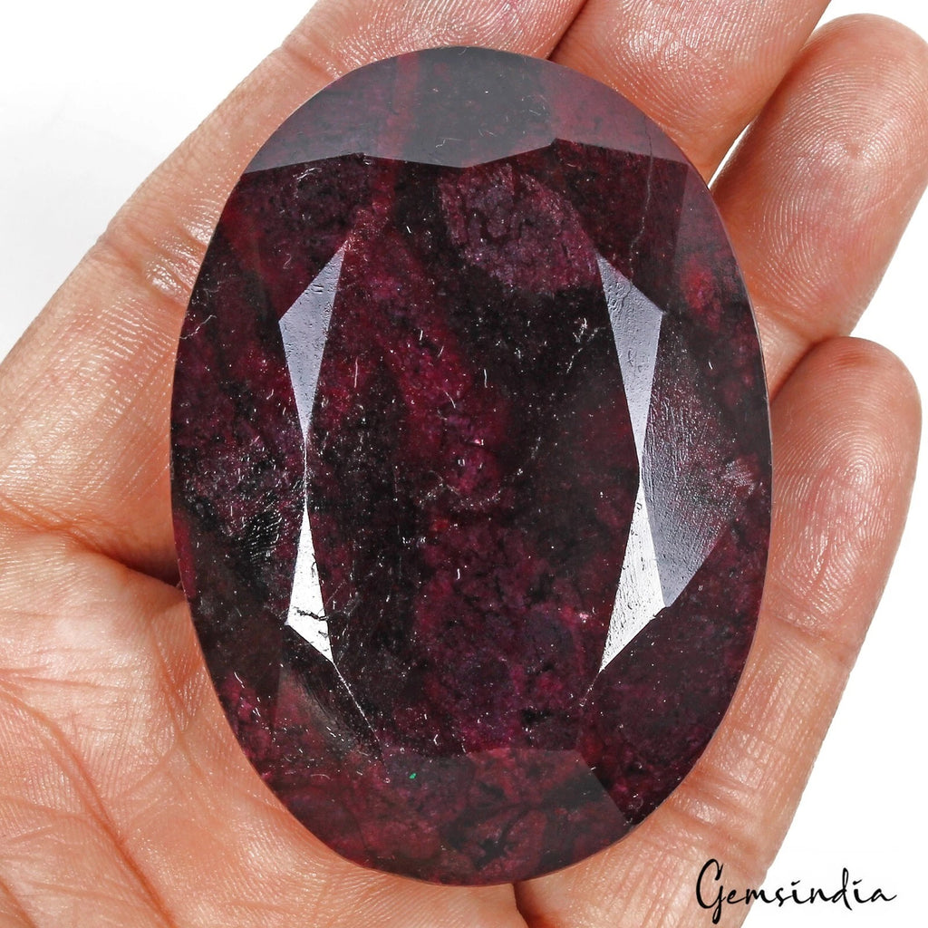 Ruby Loose Gemstone, Color Enhanced, Red — 66x47x20mm, 660 Ct