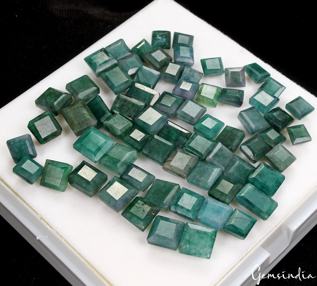 Emerald Lot, Loose Gemstone, Color Enhanced, Green — 67 Pieces, 5mm to 10mm, 140 Ct, Colombia