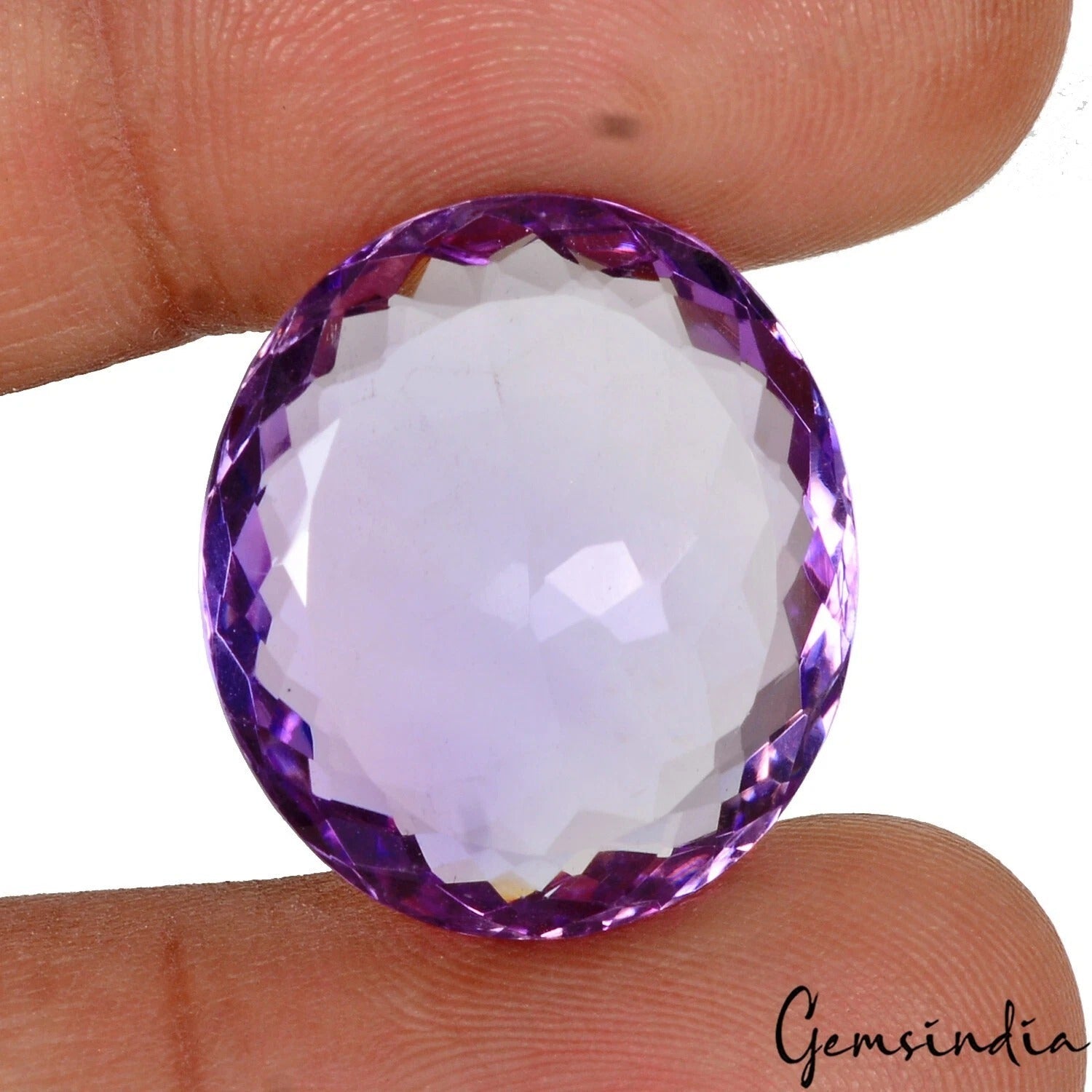 Oval Cut Natural Unheated Purple Amethyst Brazil 22.40 Ct 21x19x7mm Big Gemstone