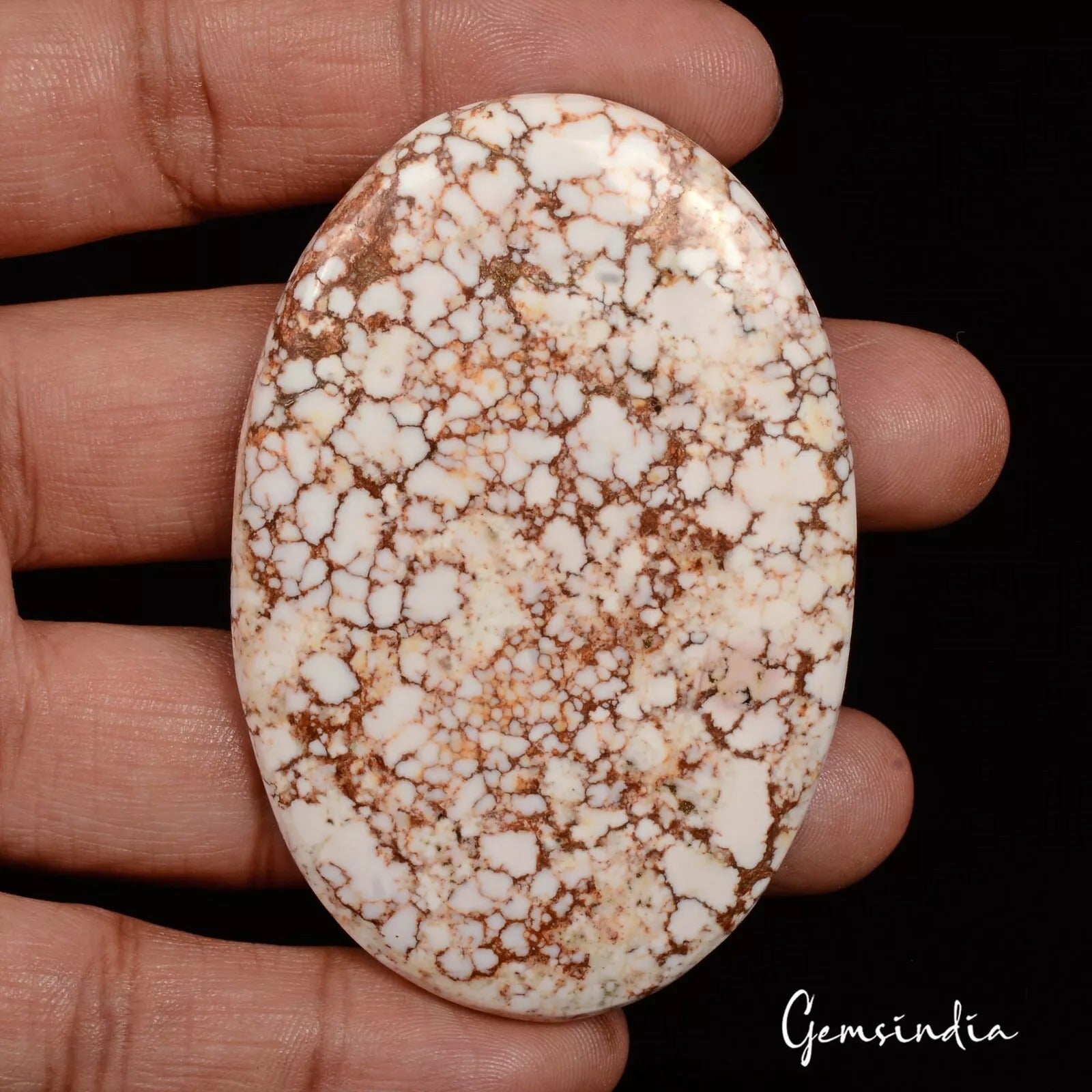 193.85Ct Natural Untreated White Brown Buffalo Turquoise Oval Cab Huge Loose Gem