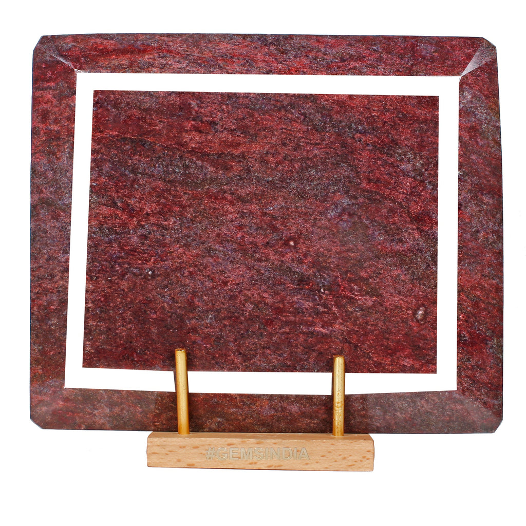 5.2 Kilo Natural Red Ruby Octagon Cut Gemstone Earth-Mined Museum Size W/ Stand