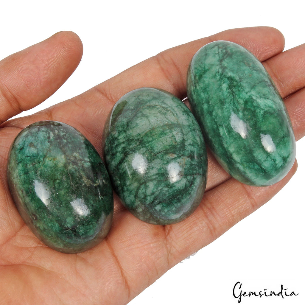 1300 Cts/3 Pcs Natural Brazilian Green Emerald Oval Cab Loose Wholesale Gems Lot