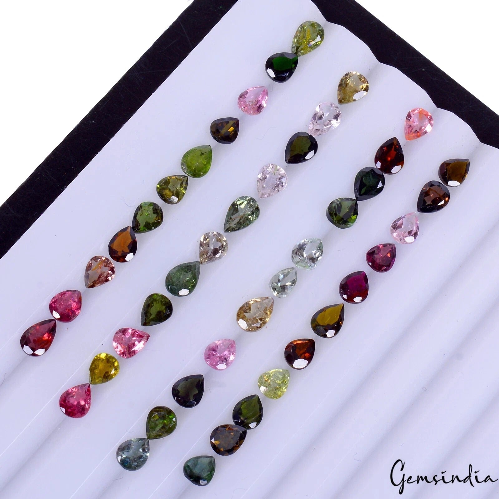 Certified 26.20 Ct/89 Pcs Natural Multi Color Tourmaline Pear Cut Gems For Jewel