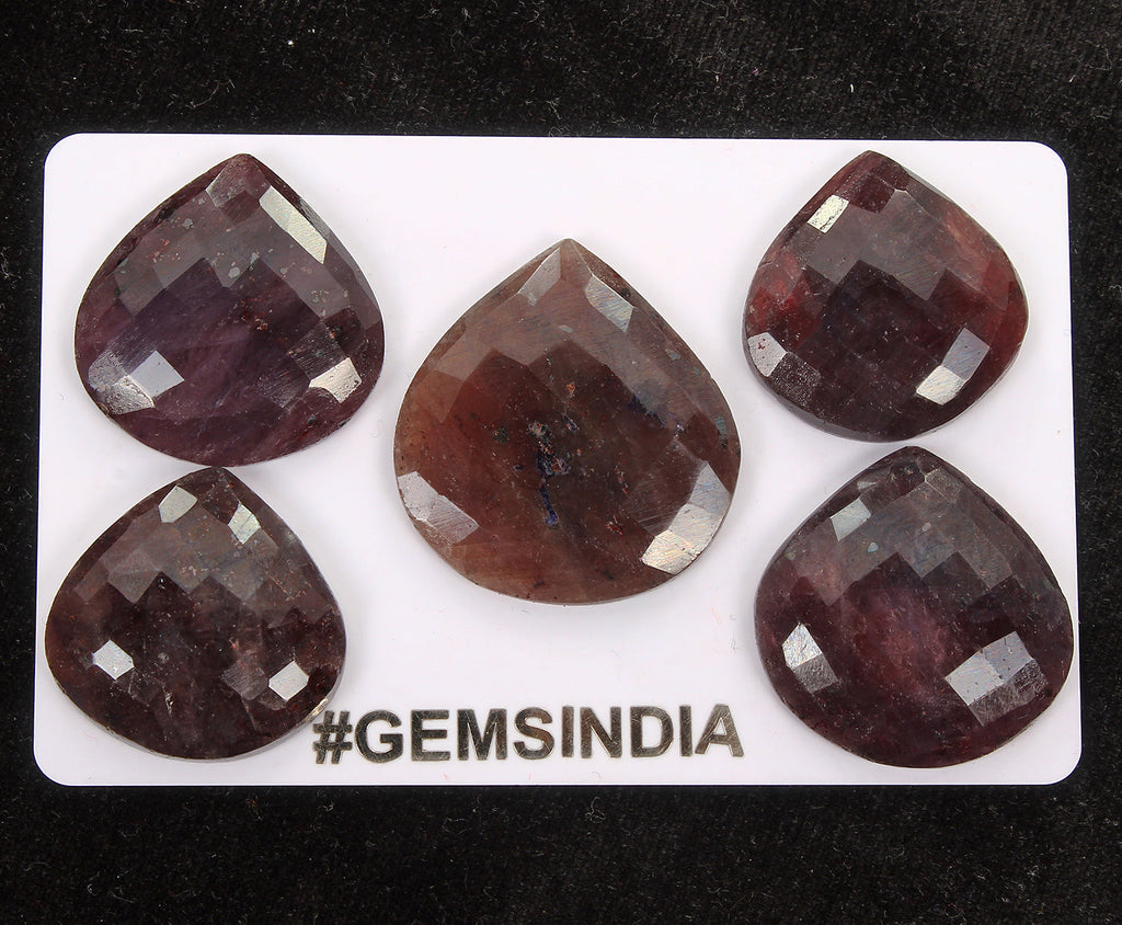 198.30 Ct Natural Blue Sapphire Pear Checker Cut Flat Back Loose Gemstone Lot