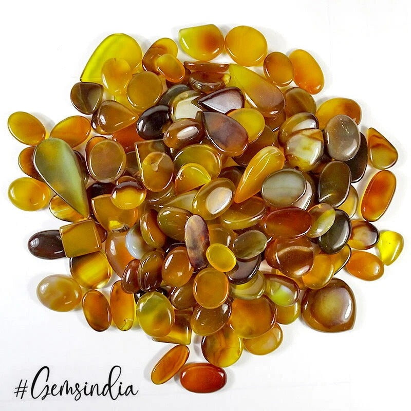 Natural 4840 Ct Gorgeous Yellow Onyx Agate Mix Cabochon Loose Gemstones 132 Pcs