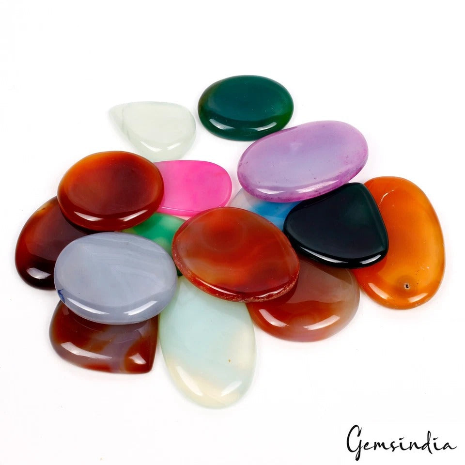 15 Pcs Natural Multi Color Onyx Cabochon Loose Gemstone Wholesale lot.~1600 Ct