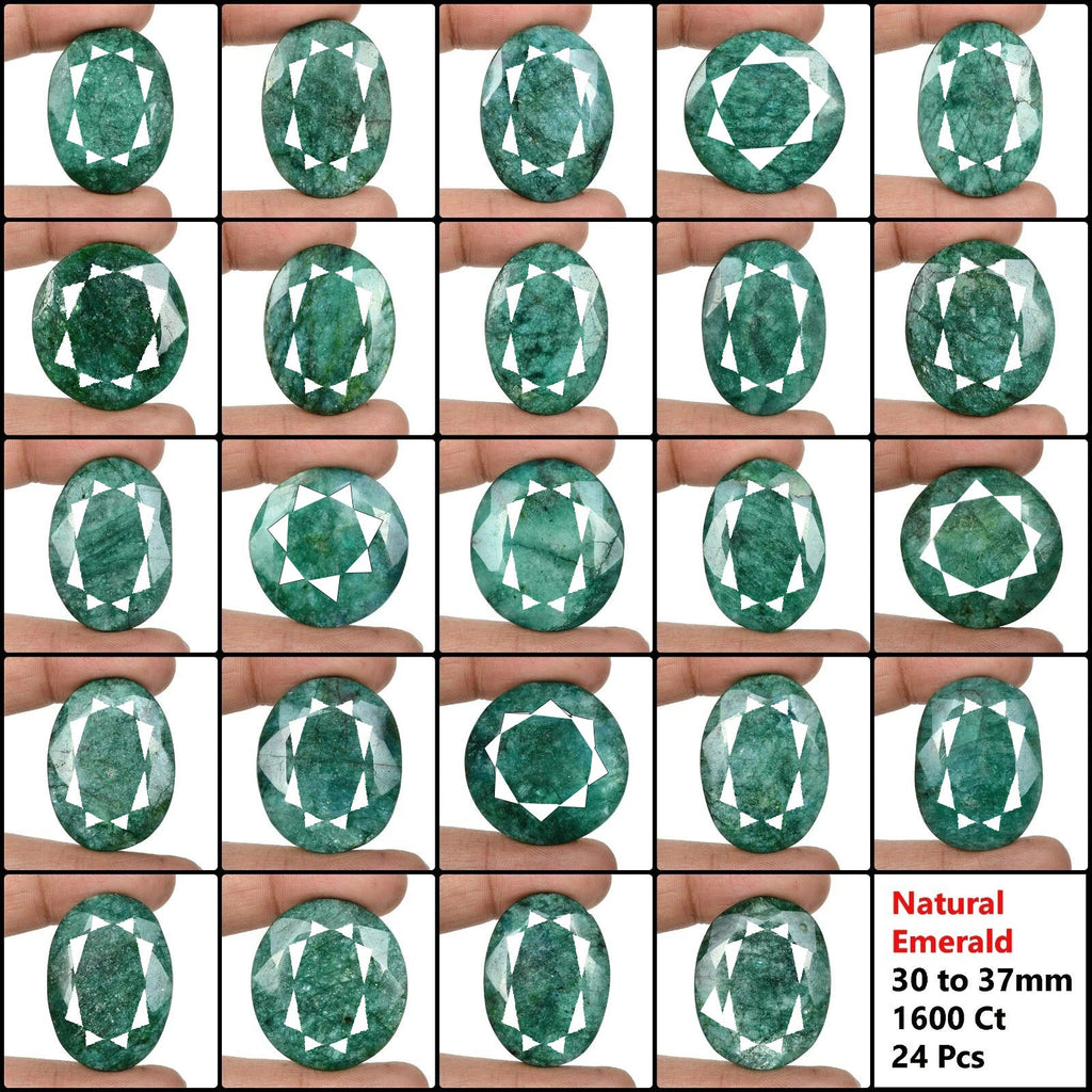 1600 Cts/24 Pcs Natural Brazilian Green Emerald Mix Cut Loose Wholesale Gems Lot