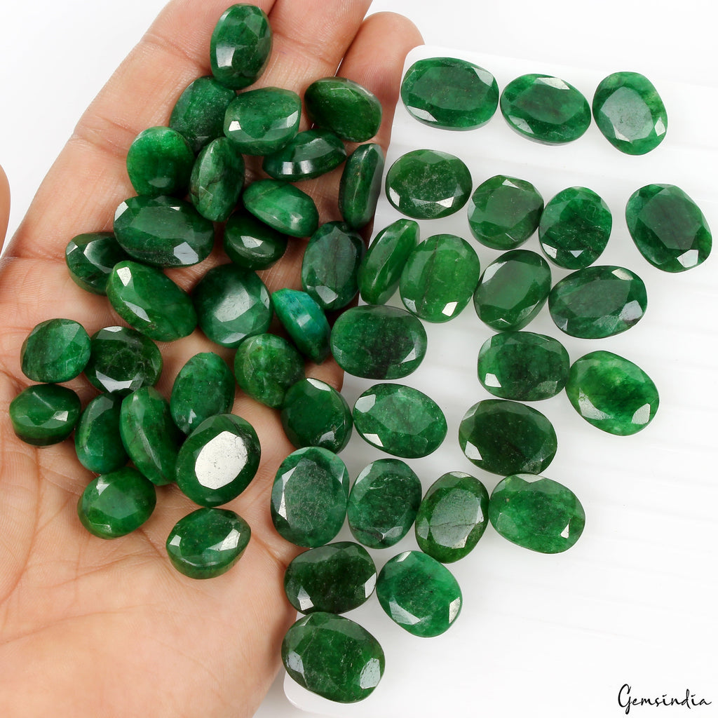 Certified Colombian Natural Green Emerald 620 Ct Oval Cut Loose Gemstones~50 Pcs