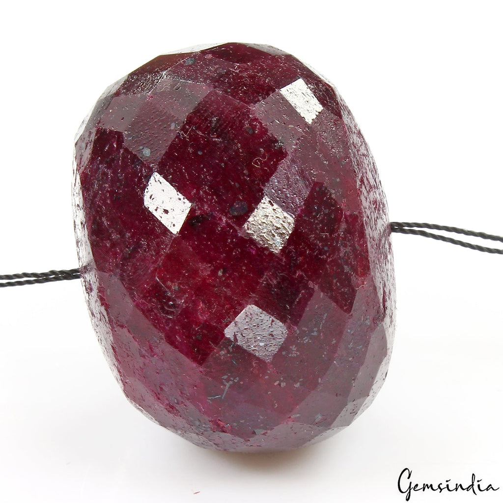 Certified 330 Cts Natural Red Ruby Round Checker Cut Drilled Bead Loose Gemstone
