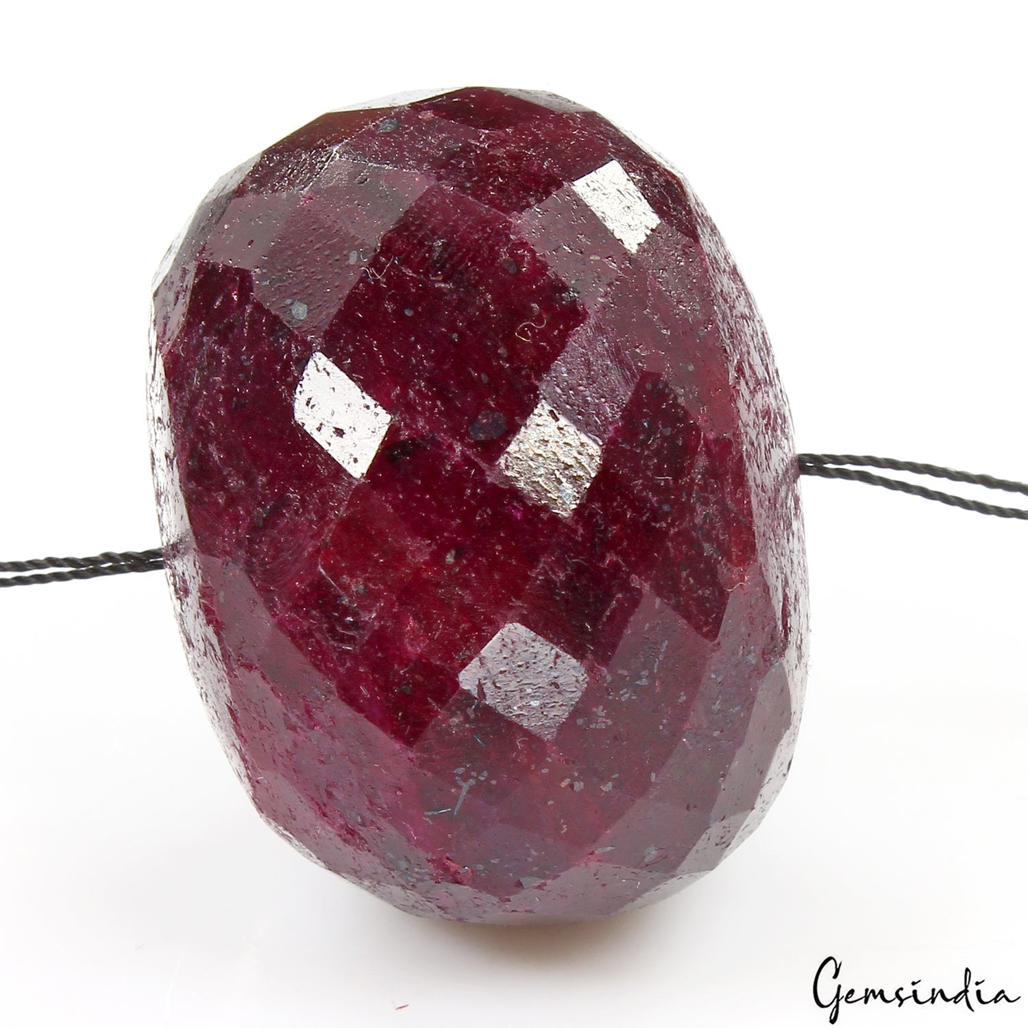 Certified 330 Cts Natural Red Ruby Round Checker Cut Drilled Bead Loose Gemstone