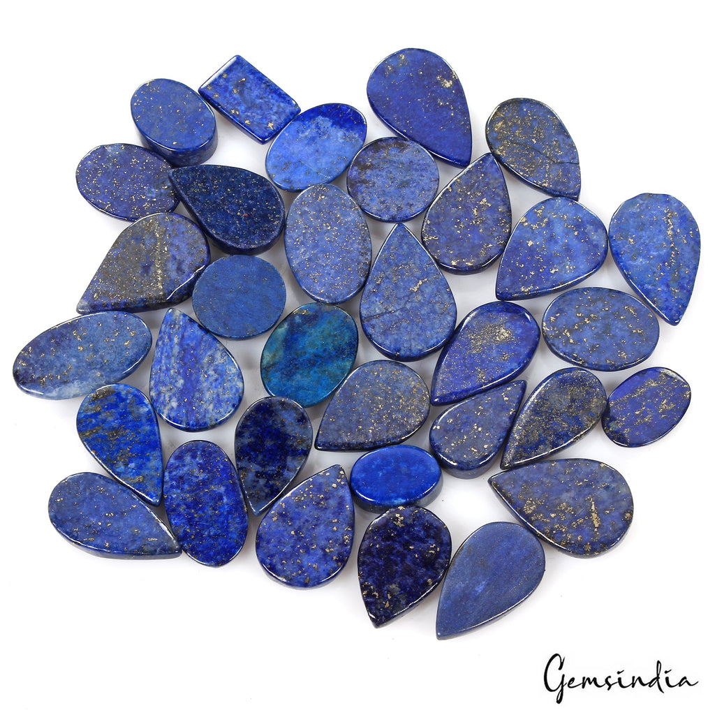 480 Ct/33 Pcs Natural Blue Lapis Lazuli Gold Flecks Mix Cab Loose Wholesale Gems