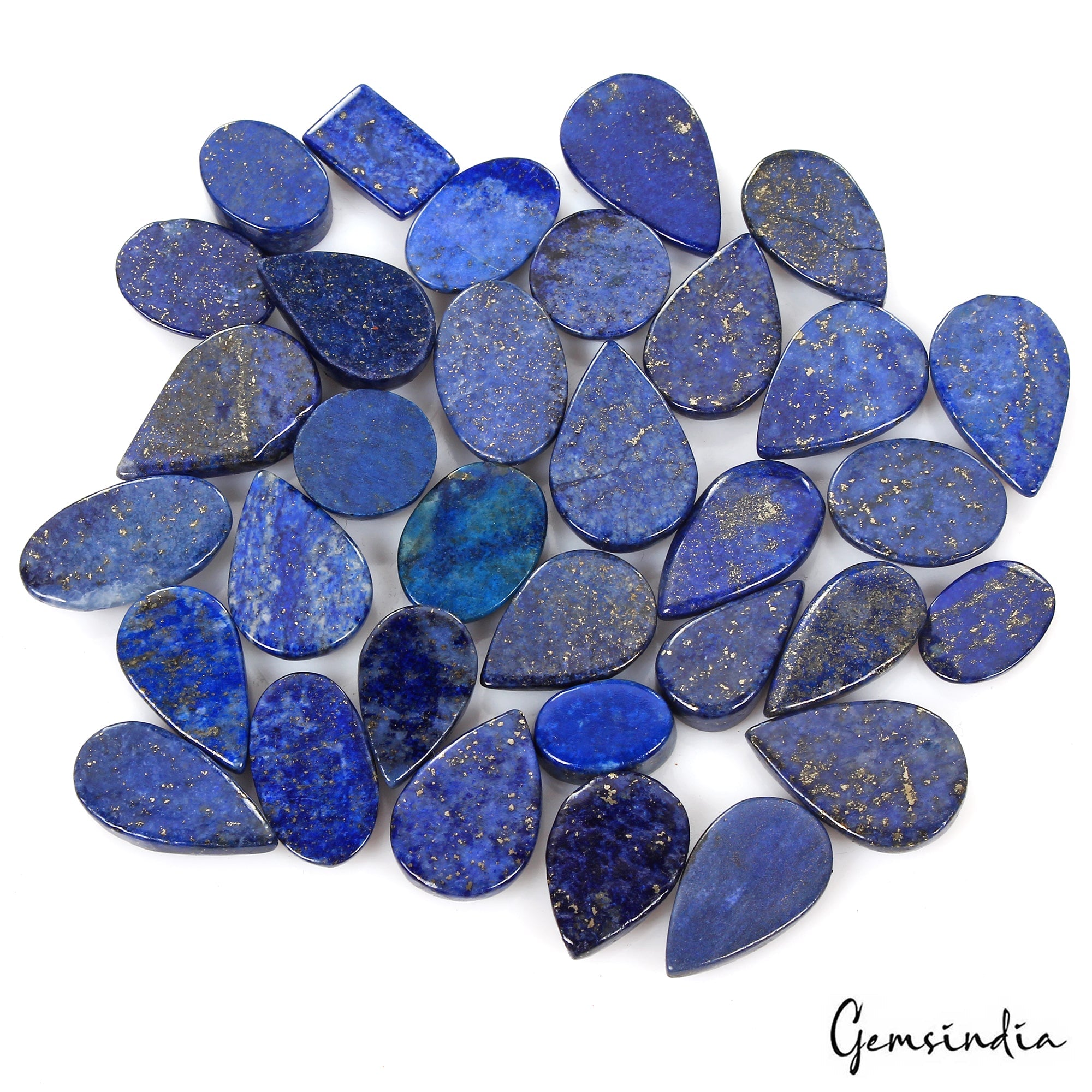 480 Ct/33 Pcs Natural Blue Lapis Lazuli Gold Flecks Mix Cab Loose Wholesale Gems